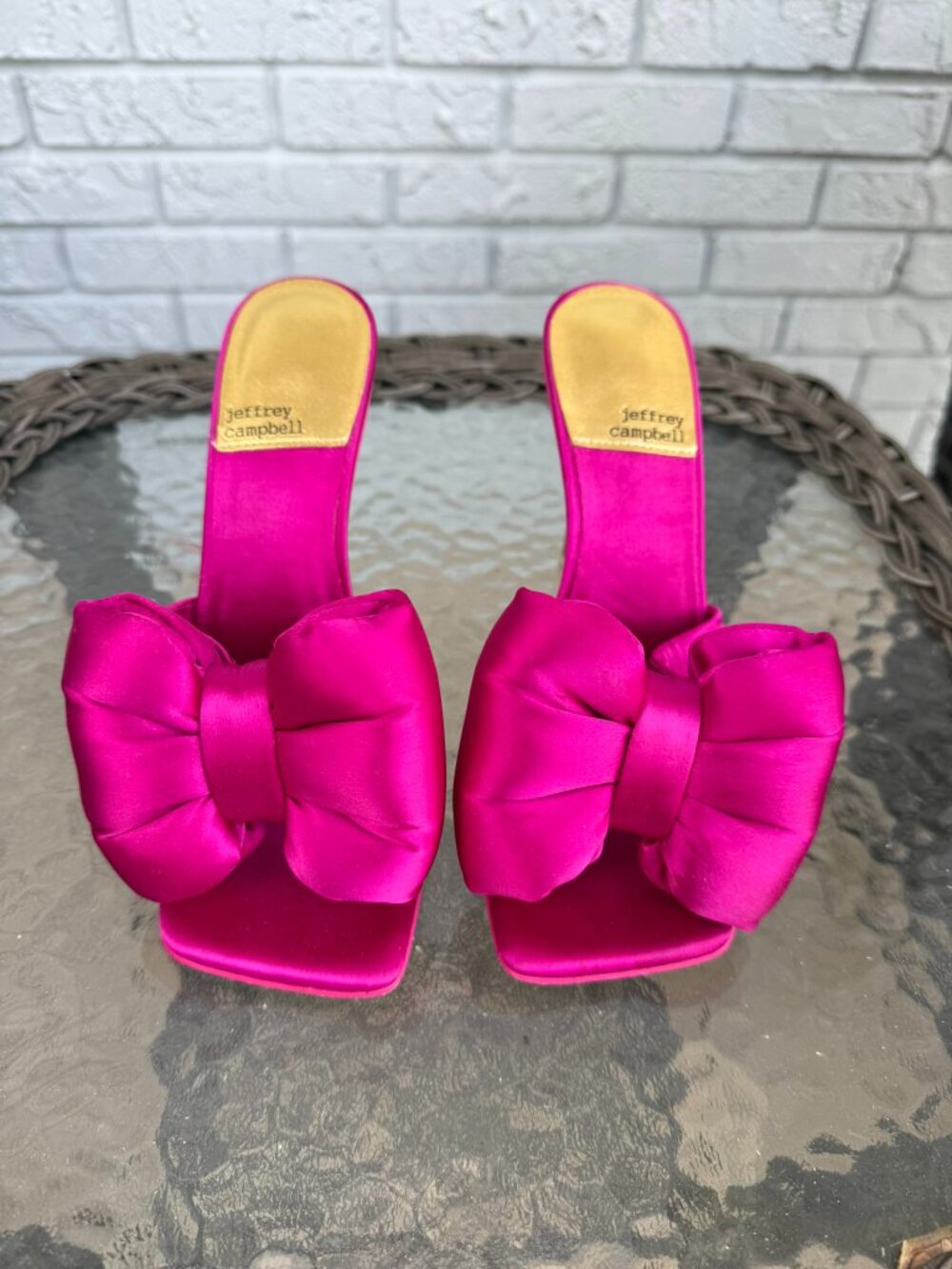 Jeffrey Campbell Pink Bow Heeled Mules Size 7.5